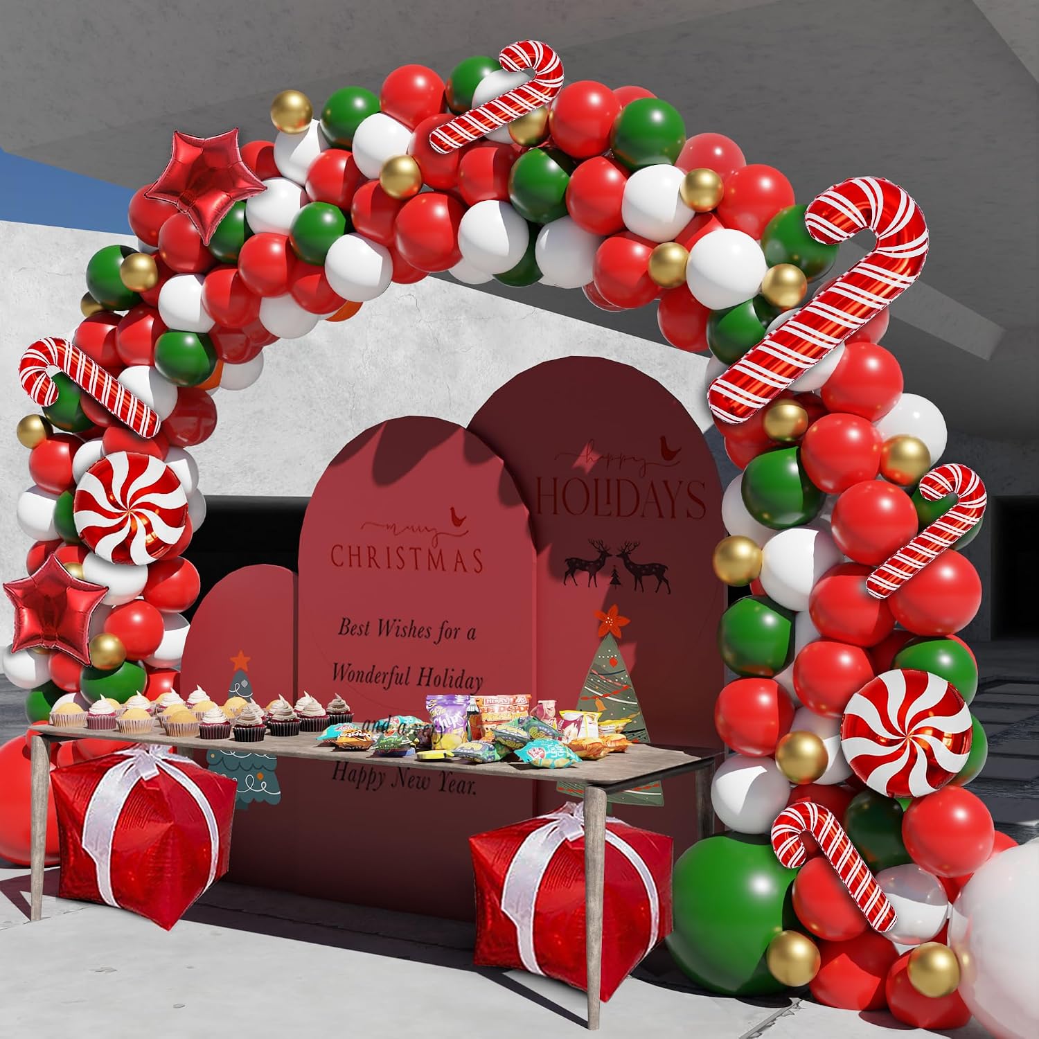 Balloon Arch Kit - クリスマスバルーンアーチキット、162個のクリスマスバルーンガーランド
