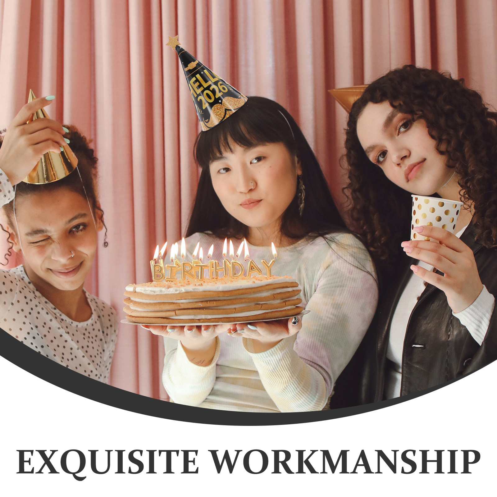24個入り 新年パーティー用帽子、円錐形、大人と子供向け、2 - Party Hat Cone のレビューと価格