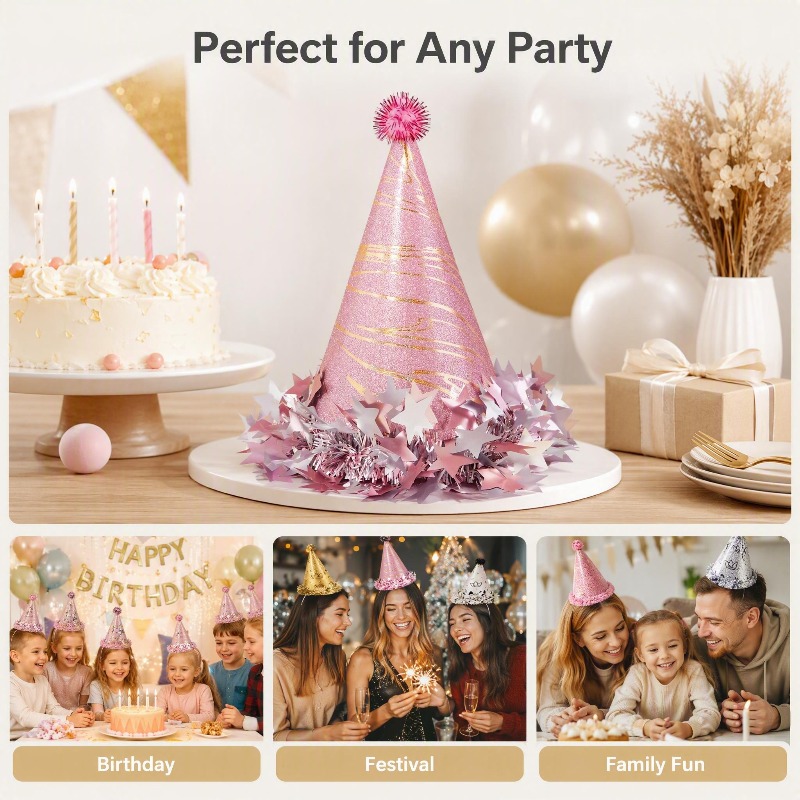 インスタ風バースデーパーティー用スパンコールコーンハット 子 - Party Hat Cone のレビューと価格